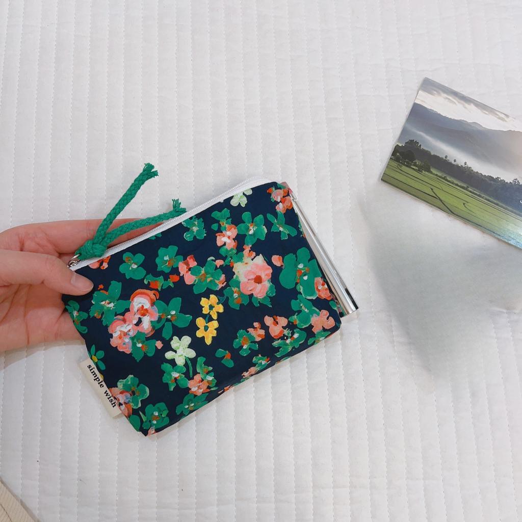 Mini Cotton Floral Organizer Bags for Women Bag Small Fabric Cosmetic Make Up Bag Little Purse Coin Pouch Children Cosmetic Case