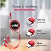 For Jeep Car Retractable Data Cable 3 In 1 Fast Charging Charger Cable For Jeep Renegade Wagoneer Avenger Recon Wrangler JK G