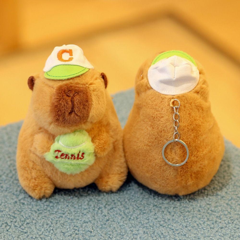 Pink Plush Capybara Doll Toy Stuffed Animals Keychain Pendant Car Ornament Bag Decoration Cartoon Capybara Doll Birthday Gift