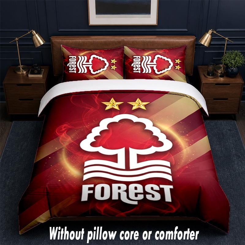 Nottingham Forest Design Bed Bedding Set 1 Duvet Cover + 2 Pillowcases Soft Breathable Household Bed Linens
