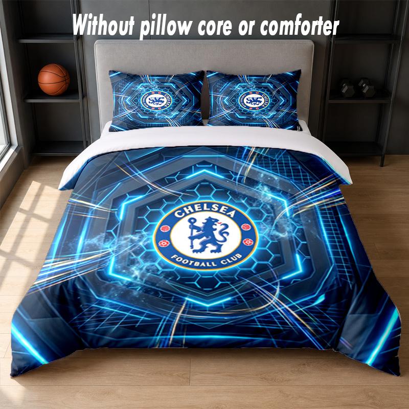 Chelsea FC Design Bed Bedding Set 1 Duvet Cover + 2 Pillowcases Soft Breathable Household Bed Linens
