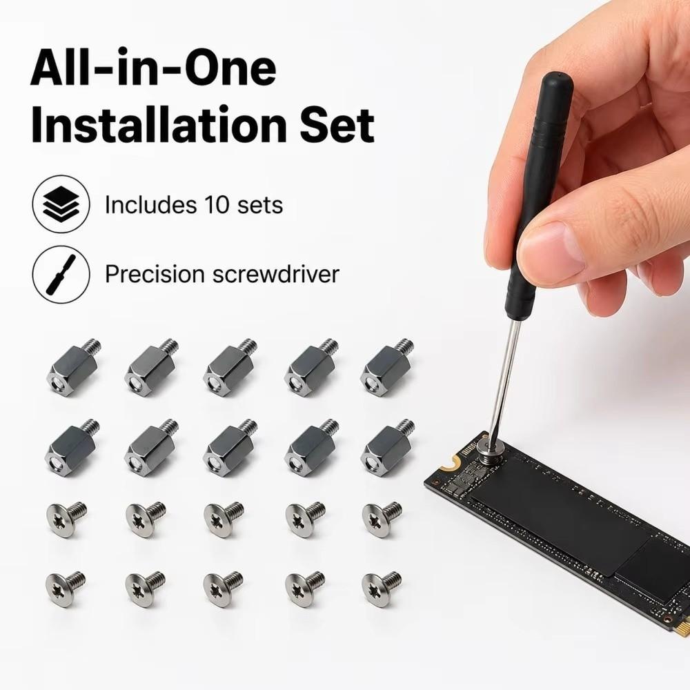 Hex Standoffs M.2 SSD Screws Metal SSD Mounting Kit New Motherboard Standoff Screws for Laptop