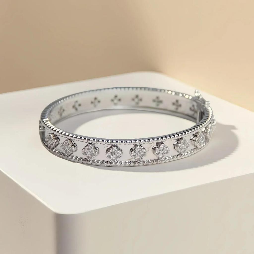 2026 Four-leaf Clover Bracelet Women's Hollow Design High-end Flower Bracelet Full of Diamonds Kaleidoscope Bracelet Versatile Jewelry