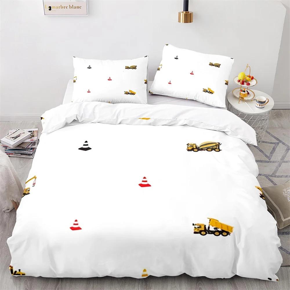 Excavator Duvet Cover Set King Queen Full Size Polyester Bedding Set Kids' Boys Girls Comforter Cover Engineering Vehicle