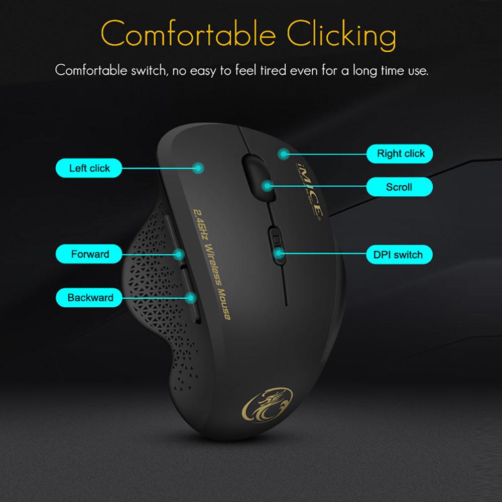 Беспроводная оптическая мышь 2,4 ГГц, игровая мышь для ПК, 6 кнопок и USB-приемник для ноутбука