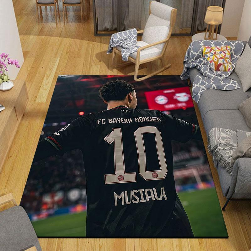 Musiala Flannel Printed Carpet, Home Sofa Decoration for Living Room & Bedroom, Non‑Slip Play Flannel Floor Mat for Game Room