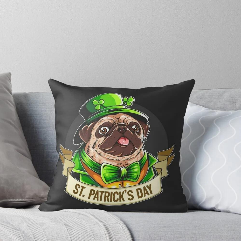 Green Dwarf Clover St. Patrick's Day Pattern Decorative Pillowcase Cushion Cover Print Decoration Living Room Office Home