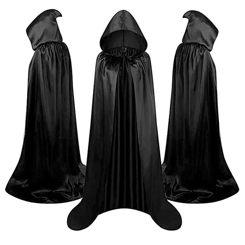 Elegant Hooded Cloak for Halloween & Christmas Devil Witch Grim Reaper Costume Cape Unisex Adult & Kids Party Cosplay