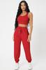Women's Fashion New Sweatpants Women Red Camisole Pocket Jogger Sweatpants And Crop Top Blouse