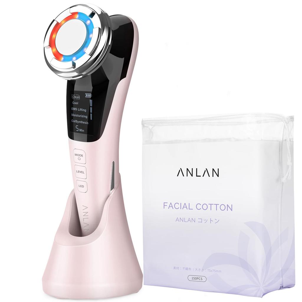 ANLAN Facial Massager EMS Care LED Light Facial Facial Massage Care Lift Ion Pore Home Facial Massager 150 Cotton Hot/Cold Hot/Cold 8-in-1 Eye/Mouth