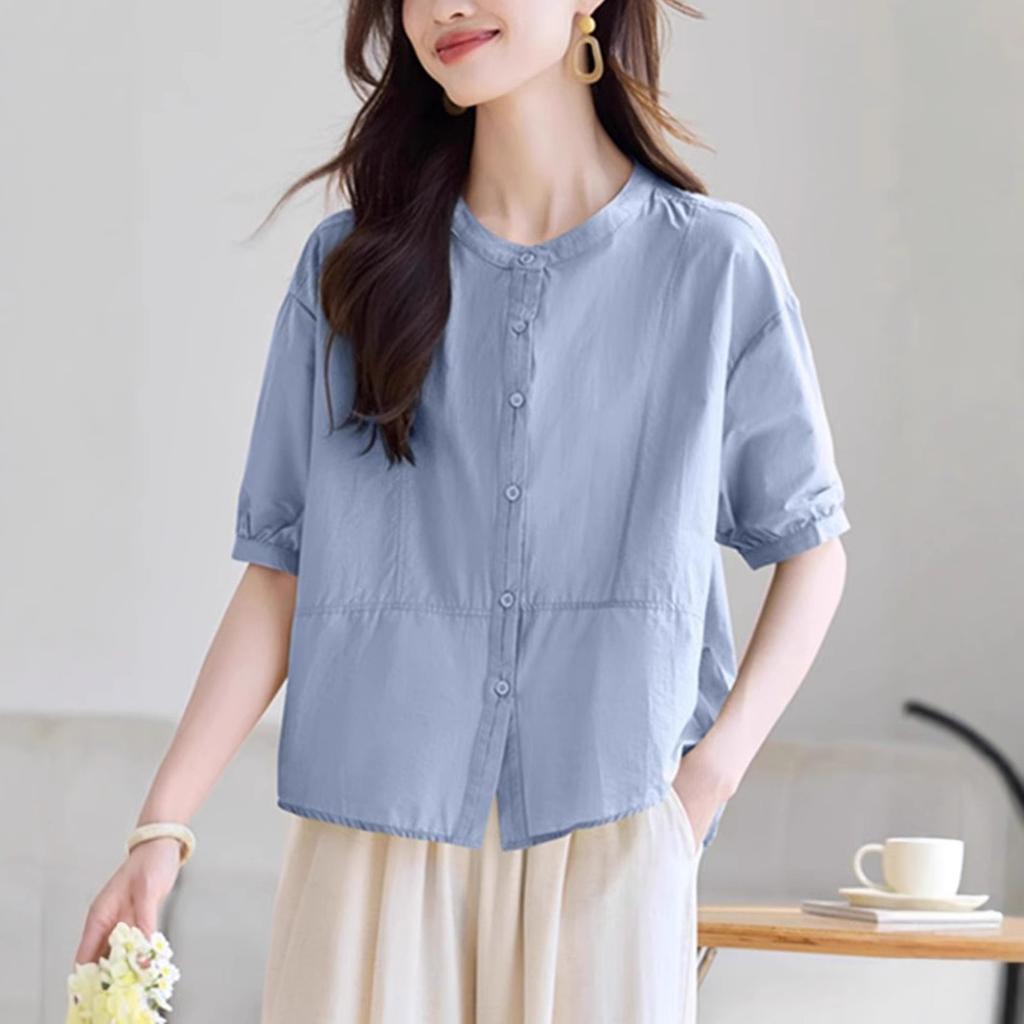 Легкая рубашка с коротким рукавом Женская Летняя Новая Мода Свободный Большой Размер Омолаживающий Кардиган Топ