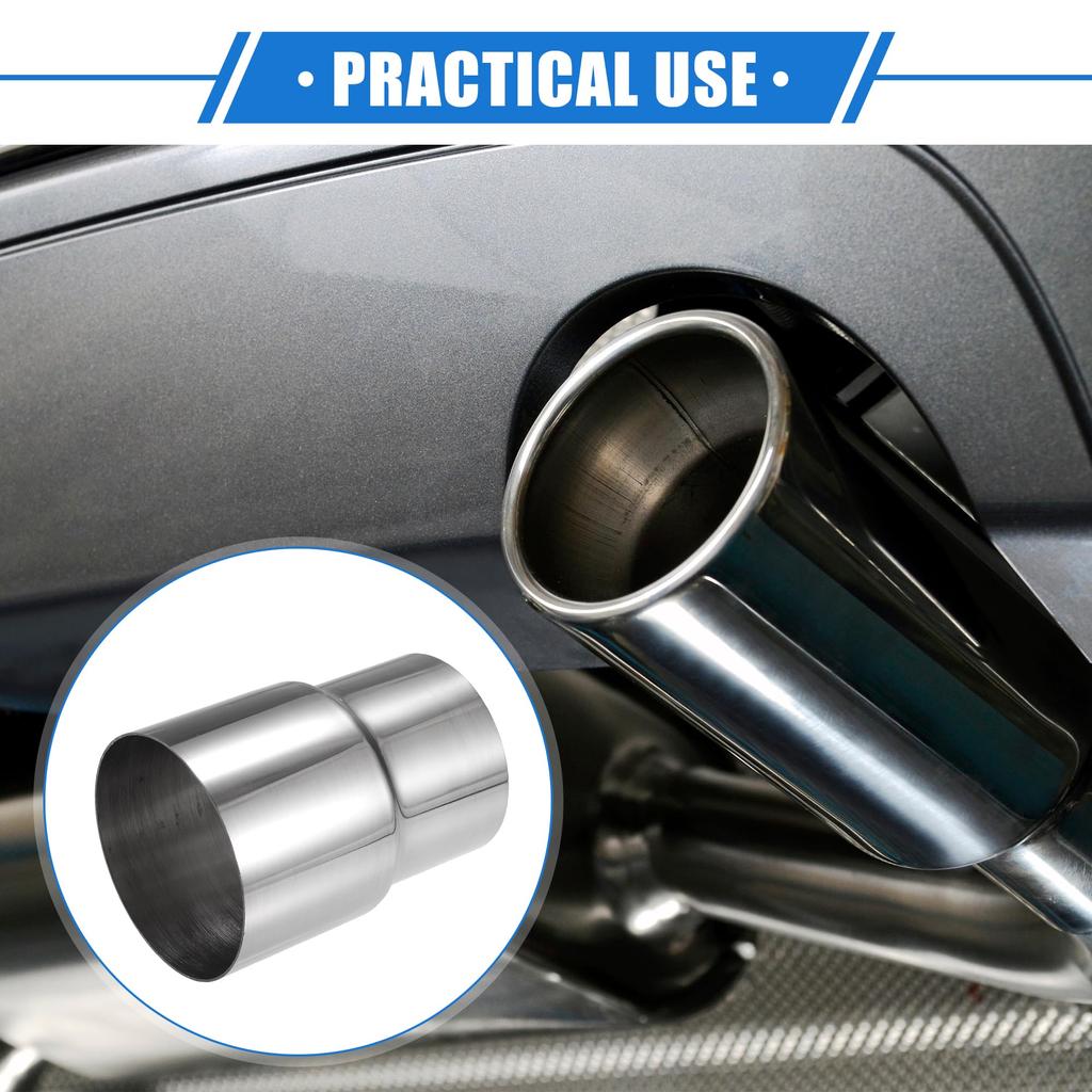ABSOPRO Переходник-соединитель выхлопной трубы 78 мм ID к 90 мм Универсальный для и Прочный Нержавеющий Серебристый 2 шт. Переходник, ID, Легковые автомобили, Грузовики, Пикапы, Сталь,