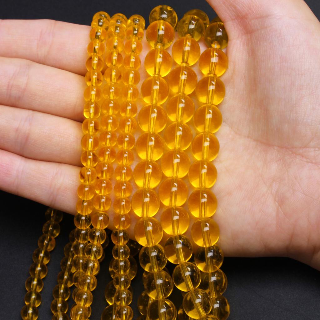 6/10mm 20/30Pcs for Jewelry Making Diy Bracelet Necklace Citrines Beads Handwork Natural Stone Yellow Crystal Beading Accessories Delicate Jewelry