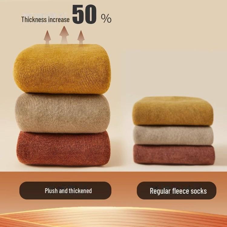 Unisex Plush Mid-Tube Socks - Thick, Warm Terry Socks for Autumn and Winter