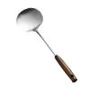 Antique Wood Handle Stainless Steel Stir-fry and Frying Shovel with Hanging Hole