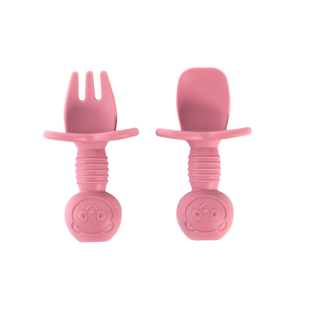 Beginner Silicone Cutlery Set Toddler Spoons Self Feeding 6+Months, Baby Led Weaning Supplies, Easy Grip Toddler Utensils, Baby Feeding