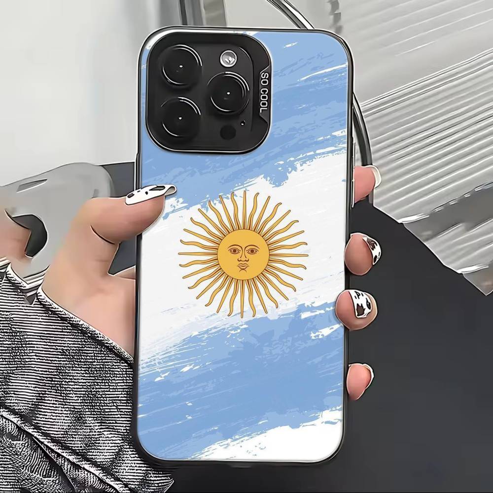 Флаг поддержки футбола Аргентины Чехол для телефона Для iPhone 17,16,15,14,13,12,11 Plus,Pro Max,XS,Цветной Посеребренный Внутренний Чехол