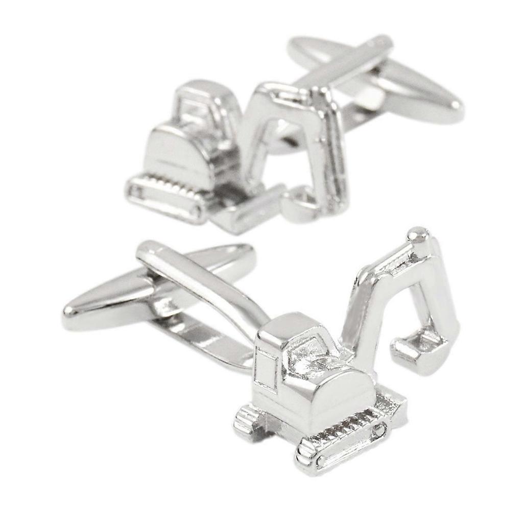 1 Pair Excavator Shape Cufflinks Man's Shirt Studs Silver Plated for Business Wedding Party