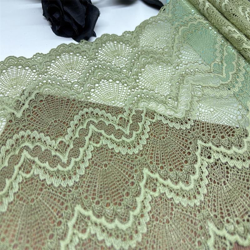 24 см Широкое Эластичное Кружево, Оливково-Зеленая Стрейч Кружевная Ткань из Спандекса для Шитья, Нижнего Белья, Бюстгальтера, Одежды, Домашнего Декора, Рукоделия
