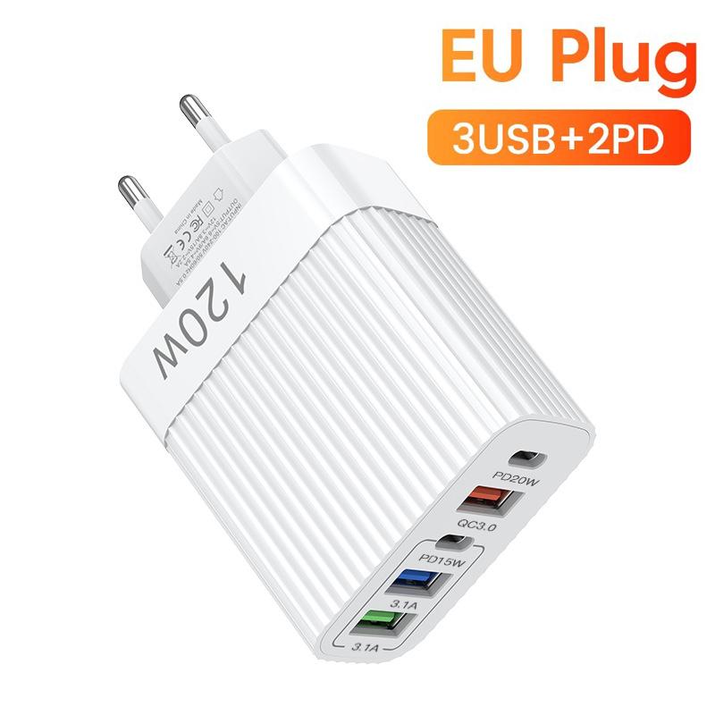 120W USB Type C Charger Fast Charging Charger PD Quick Charge QC3.0 Wall Adapter US EU Plug For iPhone Xiaomi Samsung S22