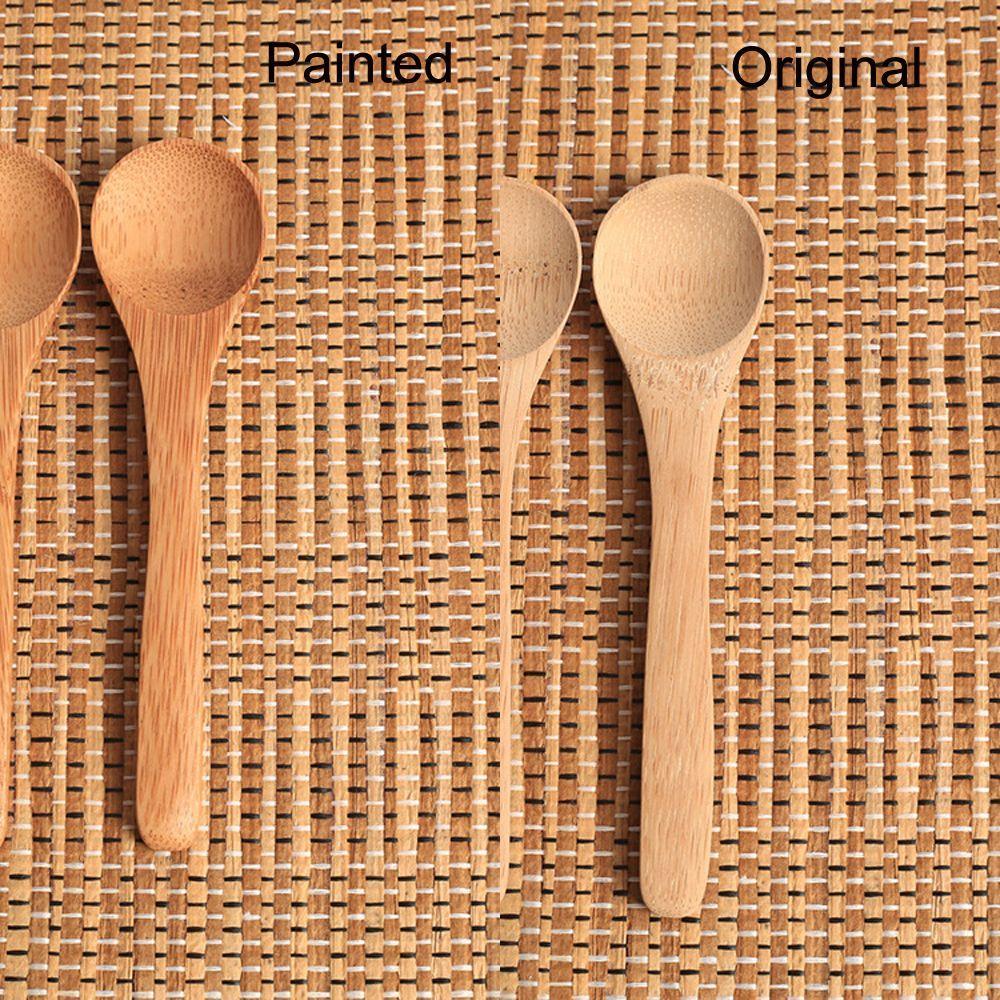3 Pc Cutlery Soup Tea Cooking Utensil Jam Scoop Bamboo Spoon Wooden Round