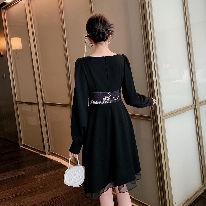 JK&JS New Chinese Style Square Collar A-line Dress