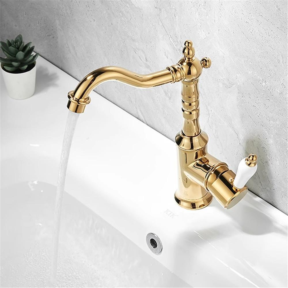 Старинный бронзовый смеситель для раковины Золотой смеситель для ванной Комнатный Черный кухонный смеситель Кран для раковины Горячий Холодный Хромированный кран для раковины Латунь