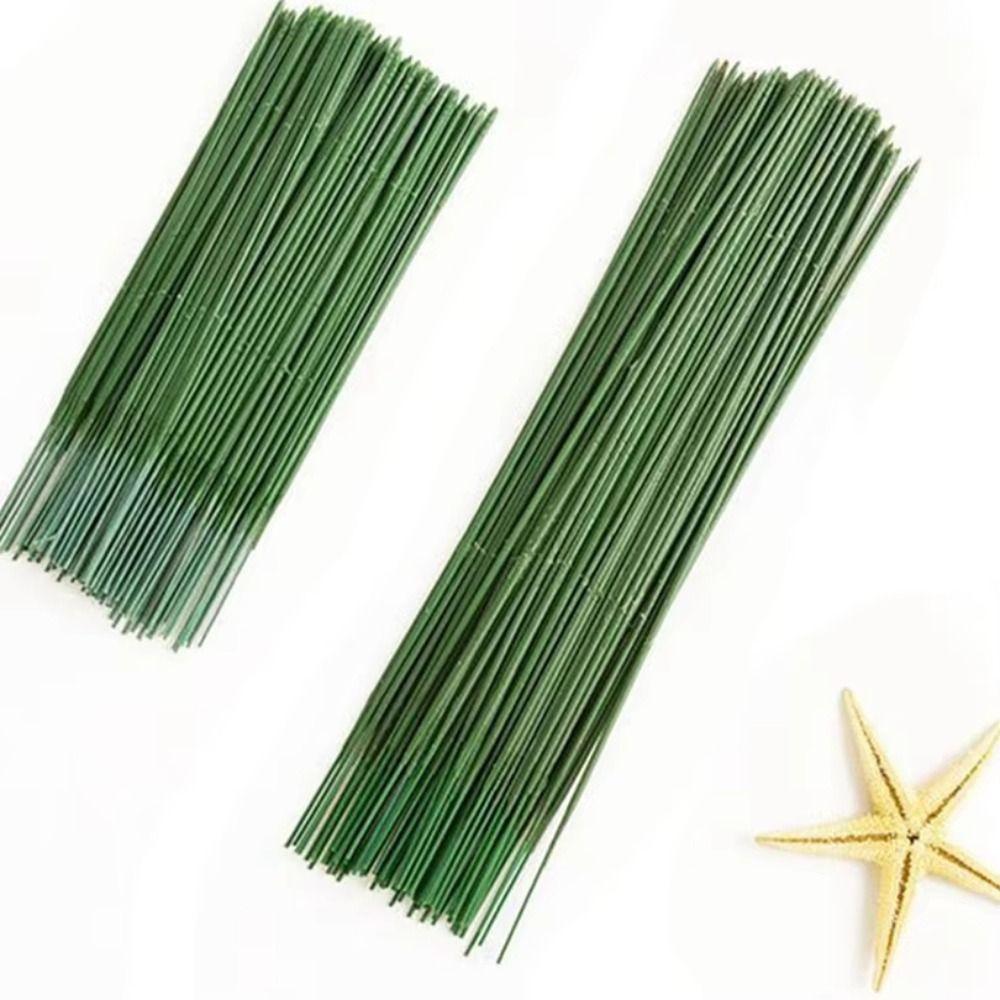 100Pcs Green Flower Stem Iron Wire DIY Handmade Manual Accessory Material Rose Stem Crafts Artificial Flower Stem