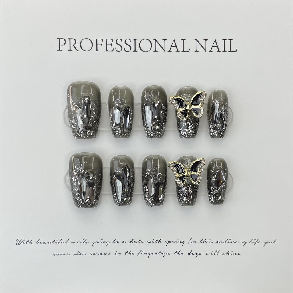 HANDMADE Artificial Nail Phototherapy Nails White Gun Color Diamond Butterfly Punk Advanced Spice Girl Sweet Cool Detachable