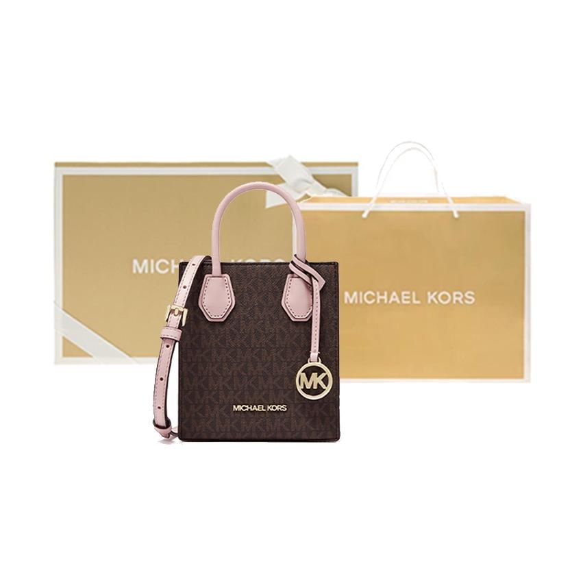 Michael Kors Mk Mercer Monogram Color Block Logo Leather Fabric Accordion Bag Mini Women handbags 35T1GM9C0I-648