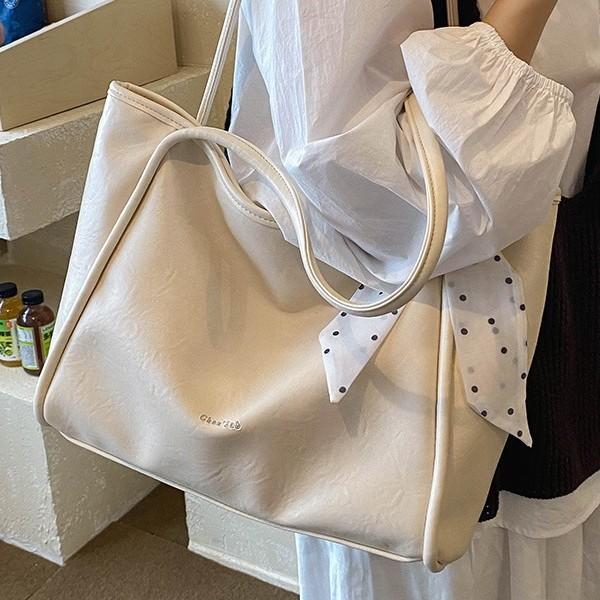 The New Korean Version Of The Large-Capacity Tote Bag, Women'S Trendy Fashion And Simple Shoulder Bag, Commuter Solid Color Handbag.