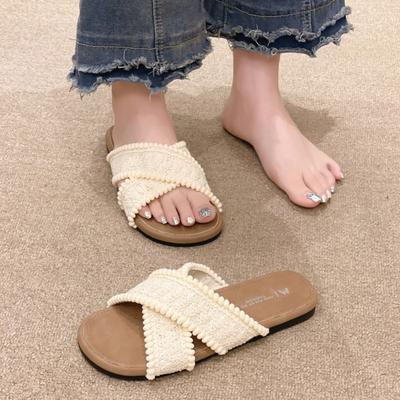 Нишевый ретро-дизайн крутые тапочки женские мягкая подошва нежные пляжные однословное ощущение отпуска крутые тапочки гигант