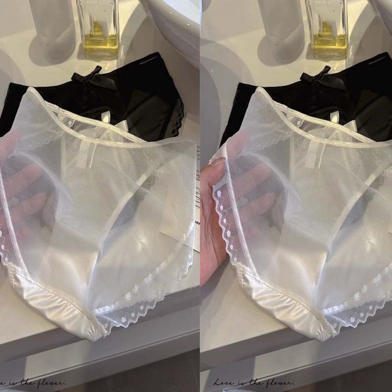 2 предмета японского чистого похотливого и сексуального кружевного нижнего белья, женские летние тонкие дышащие треугольные брюки из прозрачной сетки с бантом и низкой талией