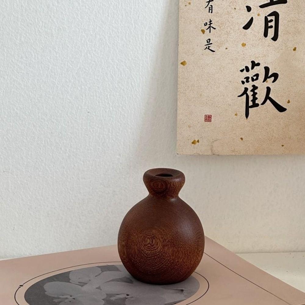 Minimalism Flowerpot Floral Arrangement Tabletop Decor Simple Wooden Vase Home Decor