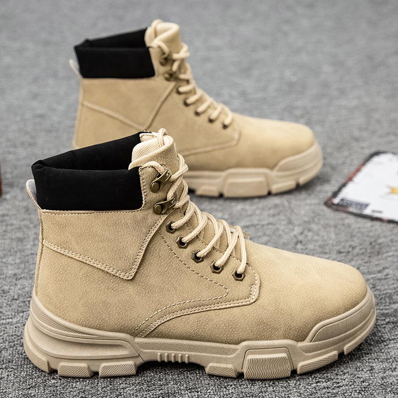 Fashion Men Shoes Spring Autumn Boots Retro Style Ankle Boots Lace Up Casual Boots High-top Shoes for Men Wear-resistant Zapatos Boots