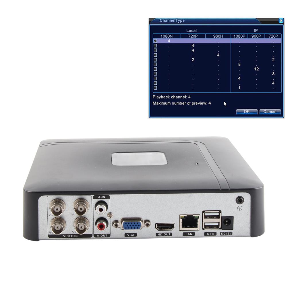 4-канальный 4CH Security CCTV AHd CVI/TVI/DVr NVR 5 в 1 Видеорегистратор в реальном времени