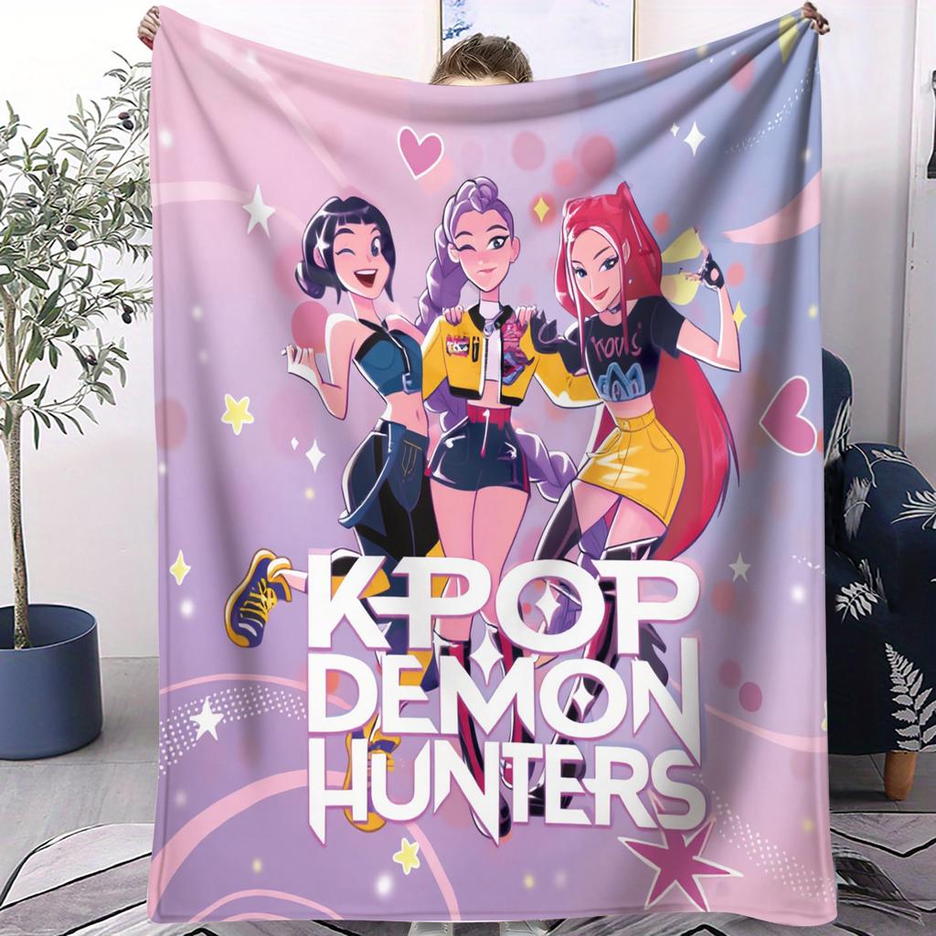 Плед K-Pop Охотники на демонов Горячий Руми Мира Зои С принтом Многофункциональный фланелевый плед Милый мультяшный подарок для фанатов K-Pop