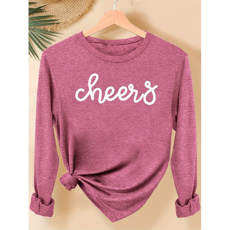 Simple and clean lines with English letter pattern print, fashionable and elegant women's casual sports-style top for spring, autumn, and winter,