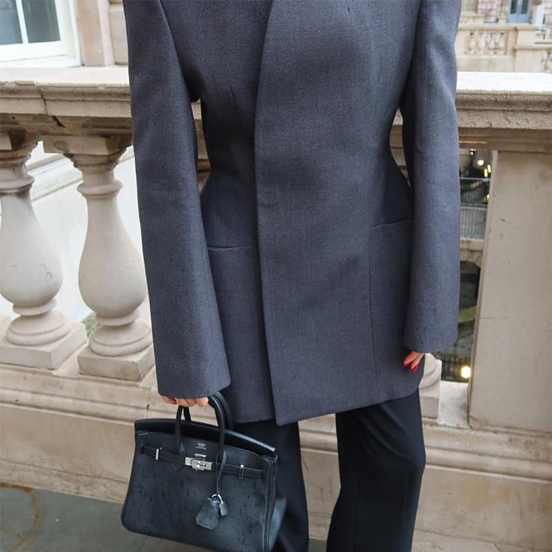Элегантное приталенное пальто-блейзер женское с подплечниками, двубортное, модное, для работы, весна 2025, уличный стиль, верхняя одежда