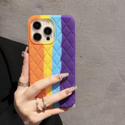 Подходит для iPhone 15 Promax 14 13 12 11, мягкий чехол, кожа на ощупь, радужная жидкая силиконовая подушка безопасности, противоударный чехол