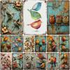 Metal Tin Poster Pastoral Birds Metal Tin Signs Posters Plate Wall Decor for Bars Restaurant Cafe Clubs Retro Posters Plaque
