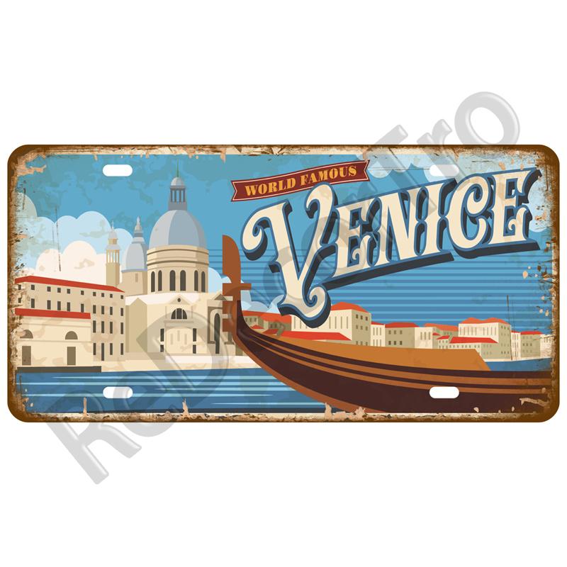 Знаменитый город TinPlate Plate Город-государство Tin Sign Plaque Достопримечательность Металлический знак Настенный декор Гараж Бар Паб Клуб Отель Кафе Кухня Дом