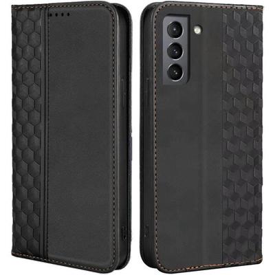 Чехол для Samsung Galaxy S22, Защита от царапин, Ударопрочный, Эффект Элегантной Кожи, Черный