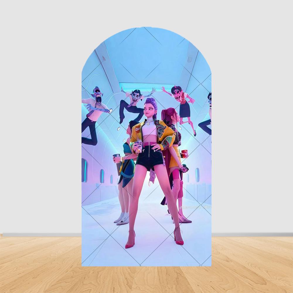 KPop Demon Hunter Arch Cover Background Girl Birthday Party Decoration Photography Background Arch Set Studio Supplies