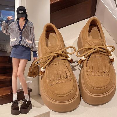 Мода 2025 НОВЫЕ Женские Модные Повседневные Туфли Круглый Носок На Шнуровке Обувь На Водонепроницаемой Платформе Одинарные Туфли