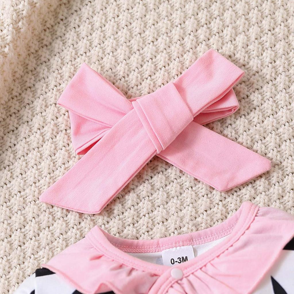 Infant Girls Ruffled Long Sleeve Romper Spring Autumn Cow Print Baby One piece Crawling Jumpsuit Fashion Comfortable Infant Bodysuit