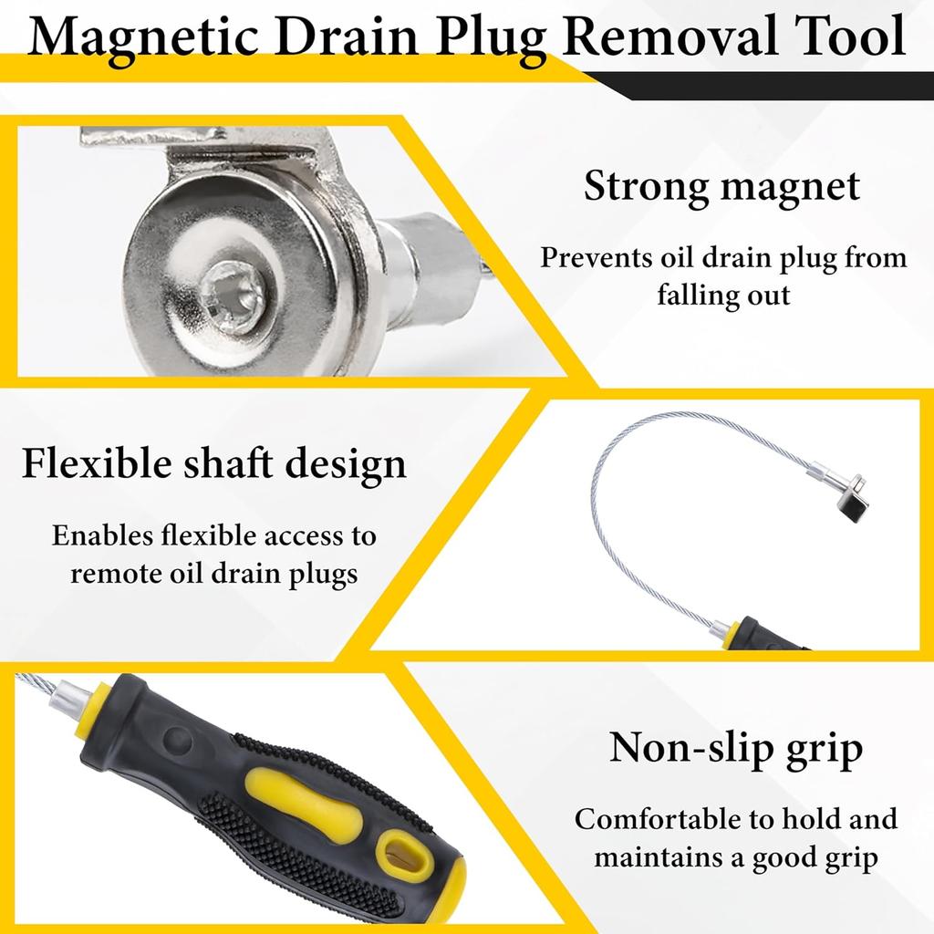 Strong Magnetic Oil Drain Plug Remover Tool, Oil Drain Plug Remover Trument, Anti Scald Sump Plug Removal Tool, Universal Flexible Oil Plug Removal