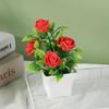 1Set Artificial Flower Plant Rose Potted Bonsai Office Garden Desktop Ornament Decor Artificial Flowers In Pot For Home Decor