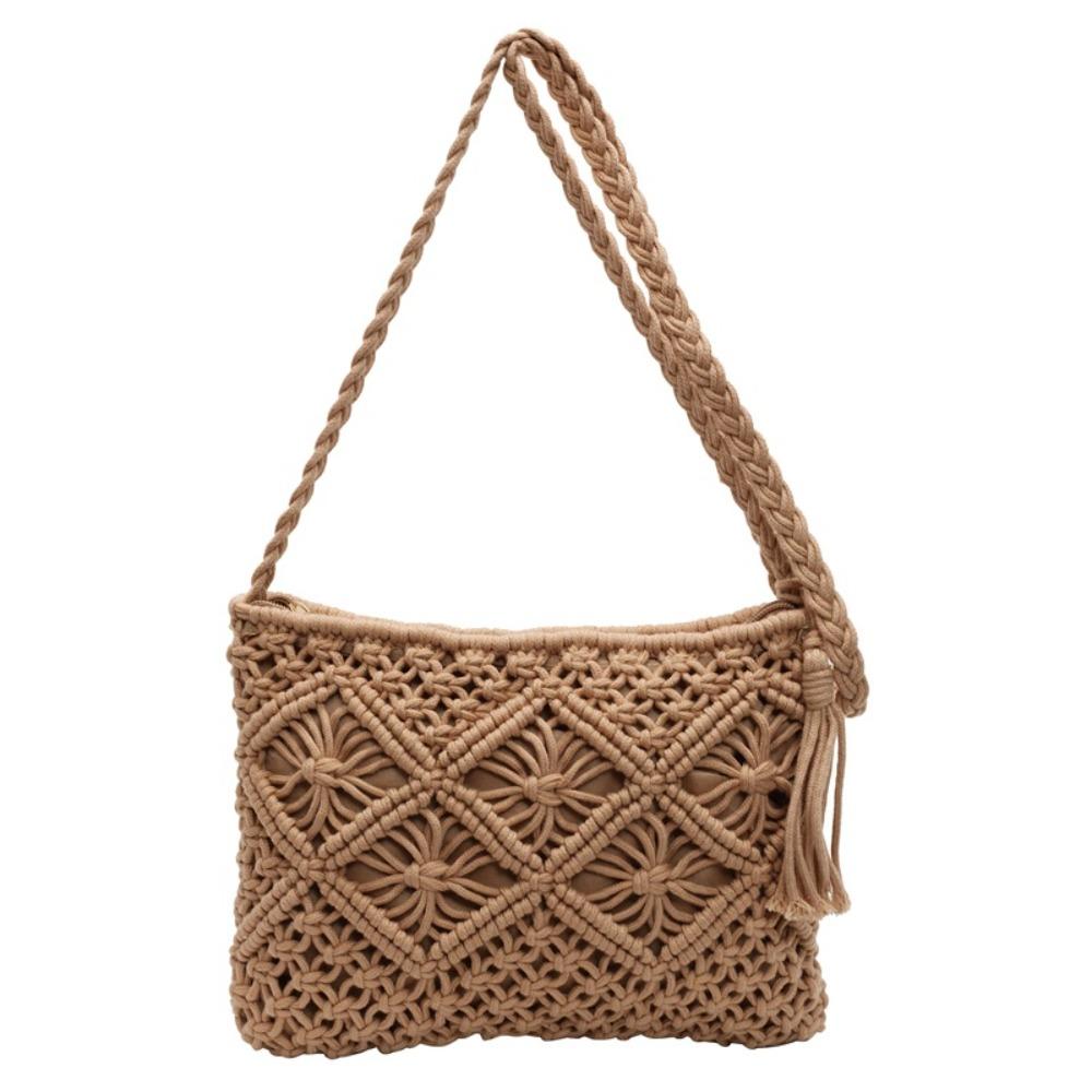 Tassel Weave Shoulder Bag Women Ethnic Style Ladies Underarm Bag Crochet Crossbody Bag  Travel