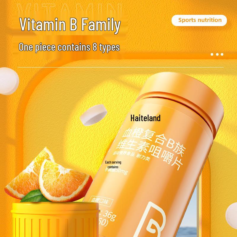 Nott/Land Blood Orange Complex Vitamin B Chewable Tablets - 60 Count, Multiple Nutrients Included.